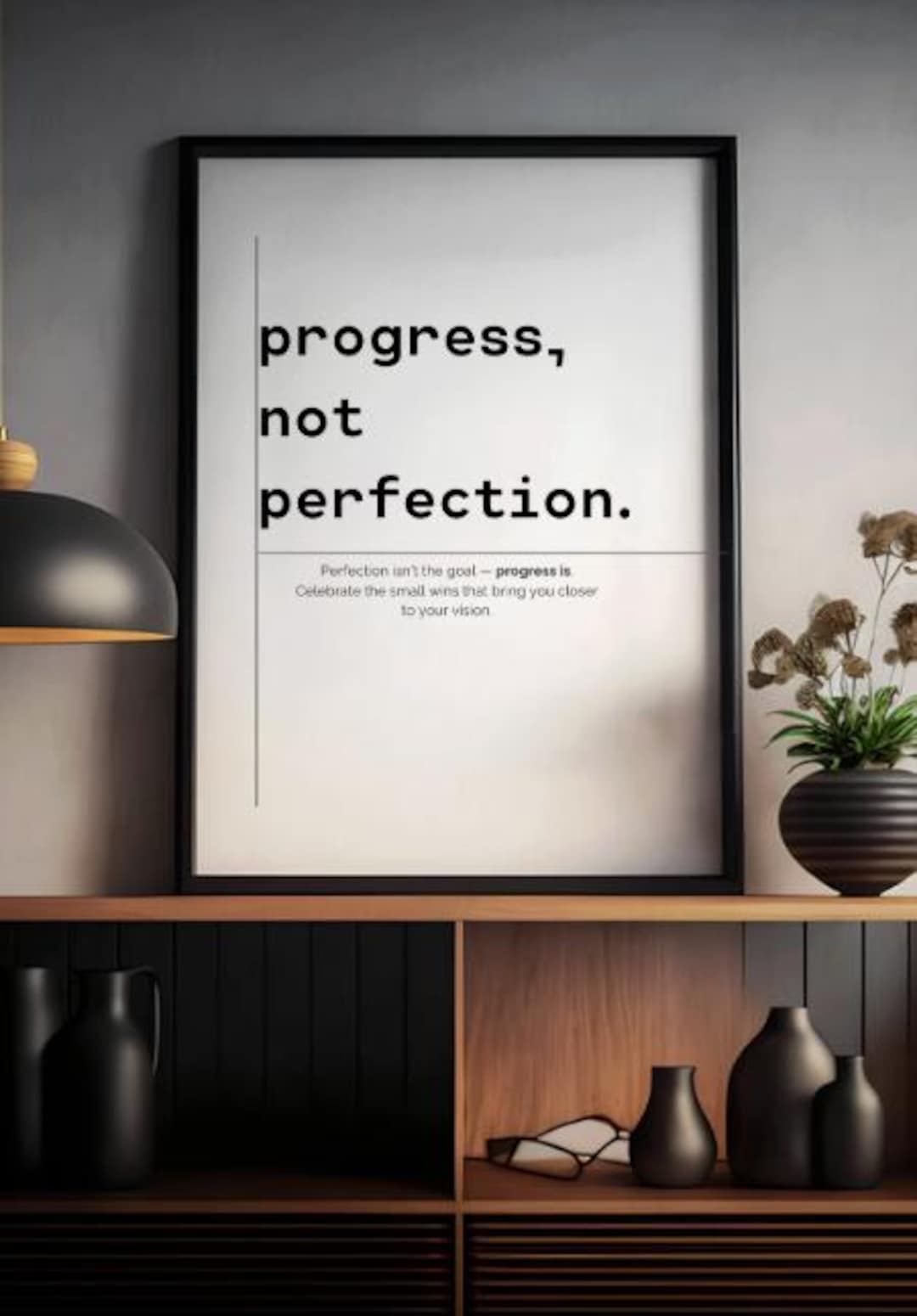 Progress Not Perfection Wall Art | Minimalist Printable Quote | Modern ...