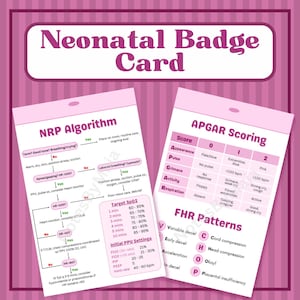 Tessera di monitoraggio neonatale, NRP, fetale per infermieri e studenti (rosa) - Copia stampabile (digitale) - NICU, LDRP
