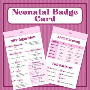 Neonatal, NRP, Fetal Monitoring Badge Card for Nurses and Students (Multiple Color Options) - NICU, LDRP