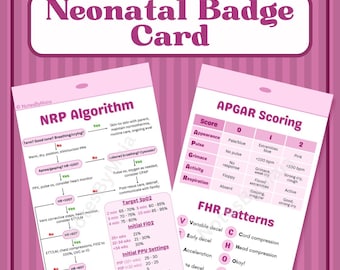 Neugeborenen, NRP, Fetal Monitor Ausweiskarte für Krankenschwestern und Studenten (mehrere Farboptionen) - NICU, LDRP