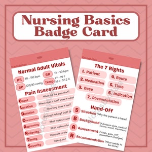 Tessera di base per infermieri e studenti (rossa) - Copia stampabile (digitale) - Vitals, SBAR, Assessment