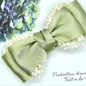 Ribbon Bow Hair Clip; Deluxe Satin Ribbon Hair Clip; Handmade;  Lace ribbon Hair Clip