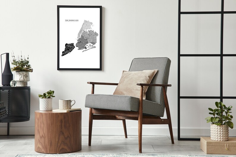 New York City Map, Wall Art, Wall Map, NYC Boroughs, digital Download ...