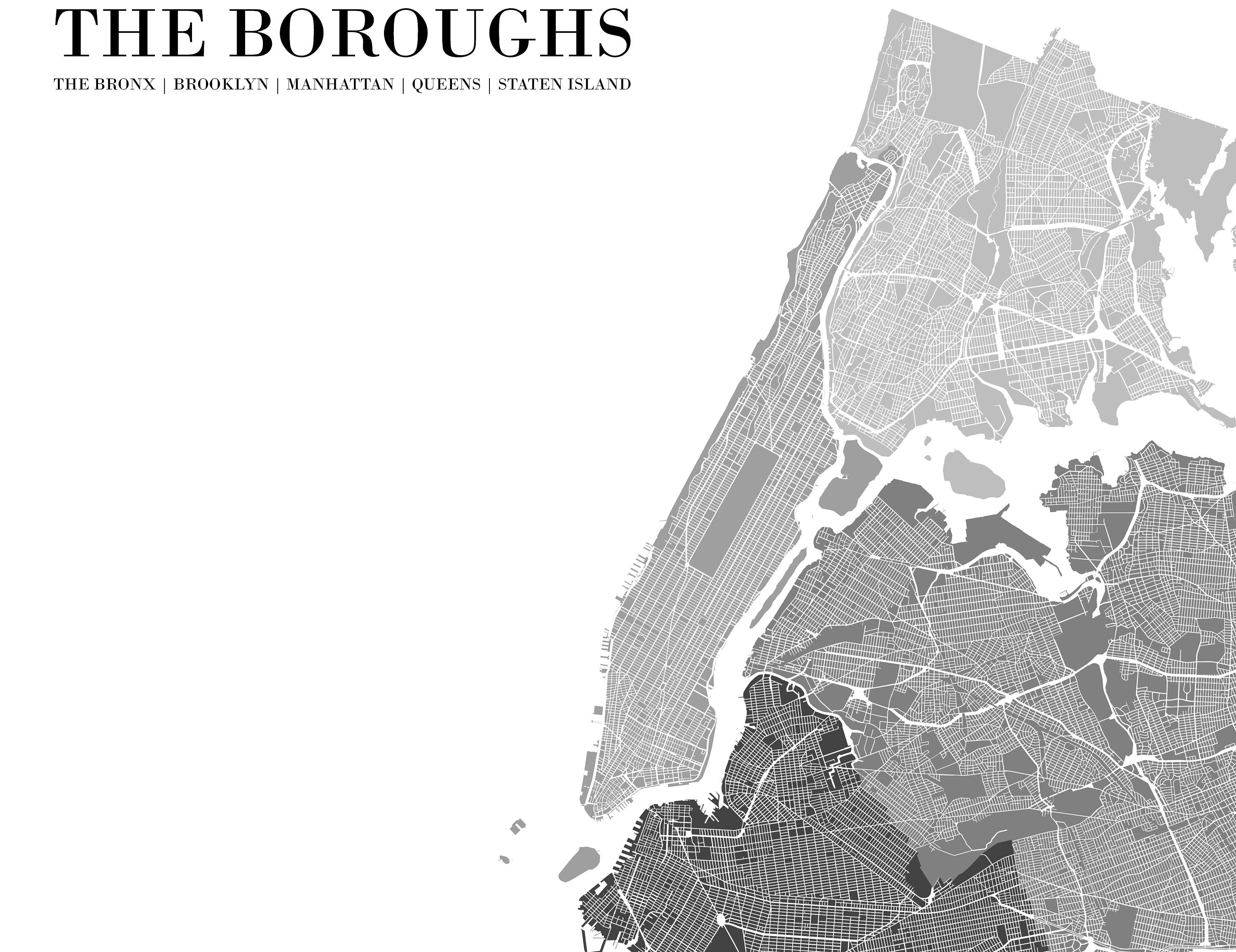 New York City Map, Wall Art, Wall Map, NYC Boroughs, digital Download ...