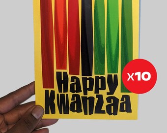 10 PACK Greeting Cards - Happy Kwanzaa "Candles" design