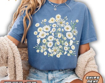 Daisy Wildflowers Shirt,Comfort Colors® Floral Tee, Cottagecore Botanical Shirt, Nature Aesthetic Top, Wildflower Shirt, Daisy Lover Gift