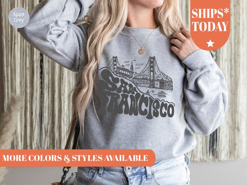 San Francisco Sweatshirt | Eco-Friendly Ink, California Apparel image 2