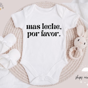 Mas Leche Porvafor Onesie® | Spanish Onesie® | Funny Spanish Baby Shower Gift | Funny Baby Onesie® | Typewriter Onesie® | Baby Gift Ideas