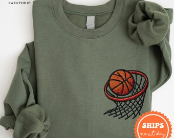 Basketball Hoop Sweatshirt: Eco-Friendly Ink, Gameday Crewneck