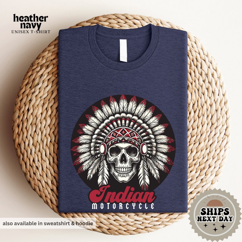 a t - shirt with a skull wearing a indian headdress
