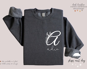 Floral Monogram Sweatshirt | Personalized Initial Crewneck