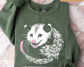 Opossum Sweatshirt: Eco-Friendly Ink, Cottagecore Clothing