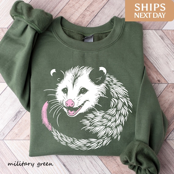 Opossum Sweatshirt: Eco-Friendly Ink, Cottagecore Clothing
