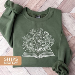 Floral Book Sweatshirt | Book Club Sweatshirt | Book Crewneck Sweatshirt | Book Lovers Sweatshirt | Book Lover Gift | Bookworm Gifts -2088wg