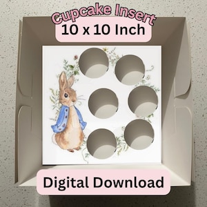 Rabbit Cupcake Box Insert Template | 10x10 Cake Box Display (Digital Download)