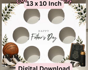 Fathers Day Basket Ball Cupcake Box Insert Template | 13x10 Cake Box Display (Digital Download)