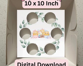 Mall för insats till påskmuffinsask | Förpackning för kakask 10x10 (digital nedladdning)
