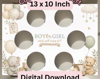 Gender Reveal Cupcake Box Insert Template | 13x10 Cake Box Display (Digital Download)