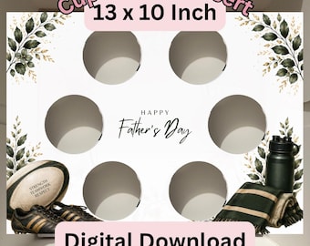 Fathers Day Rugby Cupcake Box Insert Template | 13x10 Cake Box Display (Digital Download)