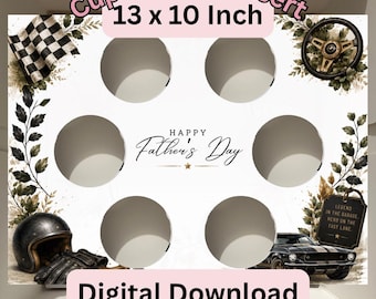 Fathers Day Car Cupcake Box Insert Template | 13x10 Cake Box Display (Digital Download)