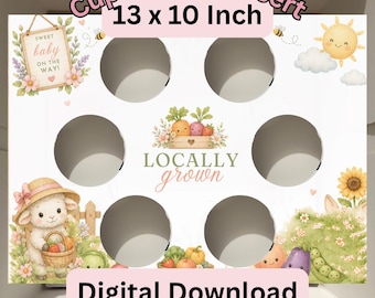 Baby Shower Cupcake Box Insert Template | 13x10 Cake Box Display (Digital Download)