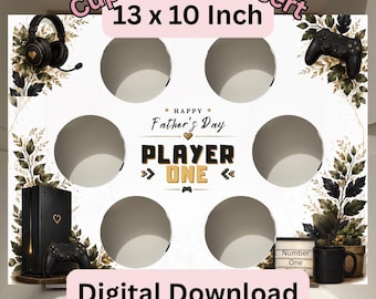 Fathers Day Gamer Cupcake Box Insert Template | 13x10 Cake Box Display (Digital Download)