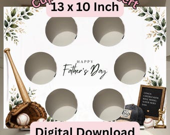 Fathers Day Baseball Cupcake Box Insert Template | 13x10 Cake Box Display (Digital Download)