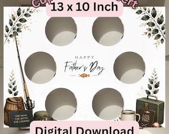 Fathers Day Fishing Cupcake Box Insert Template | 13x10 Cake Box Display (Digital Download)