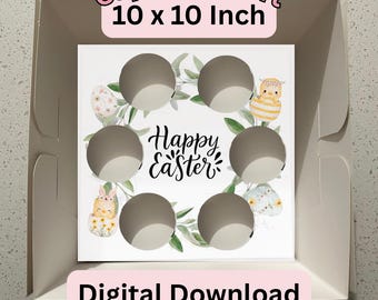 Mall för insats till påskmuffinsask | Förpackning för kakask 10x10 (digital nedladdning)