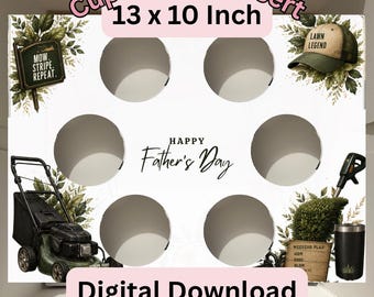 Fathers Day Lawn Cupcake Box Insert Template | 13x10 Cake Box Display (Digital Download)