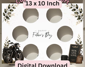 Fathers Day Biker Cupcake Box Insert Template | 13x10 Cake Box Display (Digital Download)
