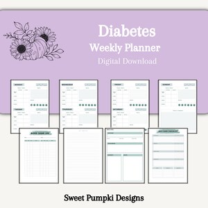 Diabetes Planner, Digital and Printable, Blood Sugar Tracker