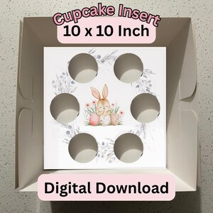 Easter Cupcake Insert Template | Bakery Packaging Display (Digital Download)