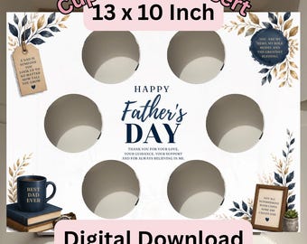 Fathers Day Cupcake Box Insert Template | 13x10 Cake Box Display (Digital Download)
