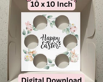 Mall för insats till påskmuffinsask | Förpackning för kakask 10x10 (digital nedladdning)