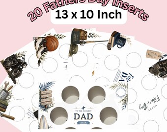 20 Fathers Day Cupcake Inserts for 10x13 Box | Bakery Packaging Template (Digital Download)
