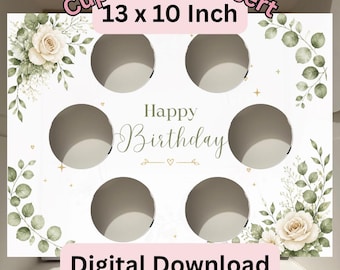 Birthday Cupcake Box Insert Template | 13x10 Cake Box Display (Digital Download)