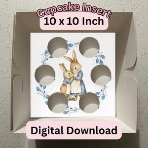 Easter Cupcake Box Insert Template | 10x10 Inch Bakery Packaging (Digital Download)
