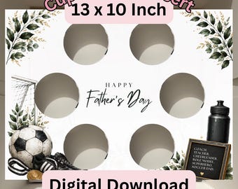 Fathers Day Soccer Cupcake Box Insert Template | 13x10 Cake Box Display (Digital Download)