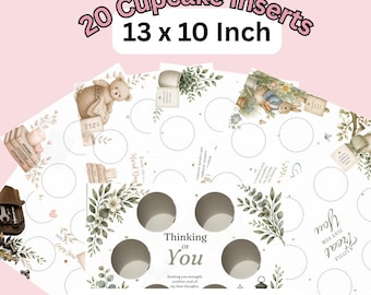 20 Cupcake Inserts for 10x13 Box | Bakery Packaging Template (Digital Download)