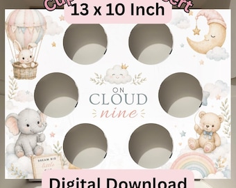 Baby Shower Cupcake Box Insert Template | 13x10 Cake Box Display (Digital Download)