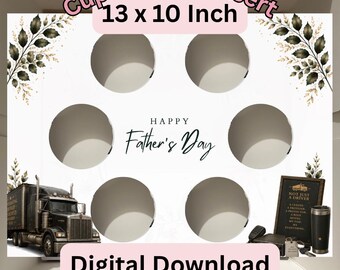 Fathers Day Truck Cupcake Box Insert Template | 13x10 Cake Box Display (Digital Download)