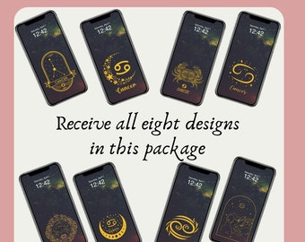 Cancer Zodiac Sign Phone Wallpaper Background | iPhone Android Smartphone Cellphone Wallpaper | Digital Download