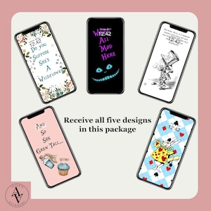 Alicja w Krainie Czarów Tapeta na Telefon Tło | iPhone Android Tapeta | Pobieranie Cyfrowe | Alicja w Krainie Czarów Tło Cyfrowe