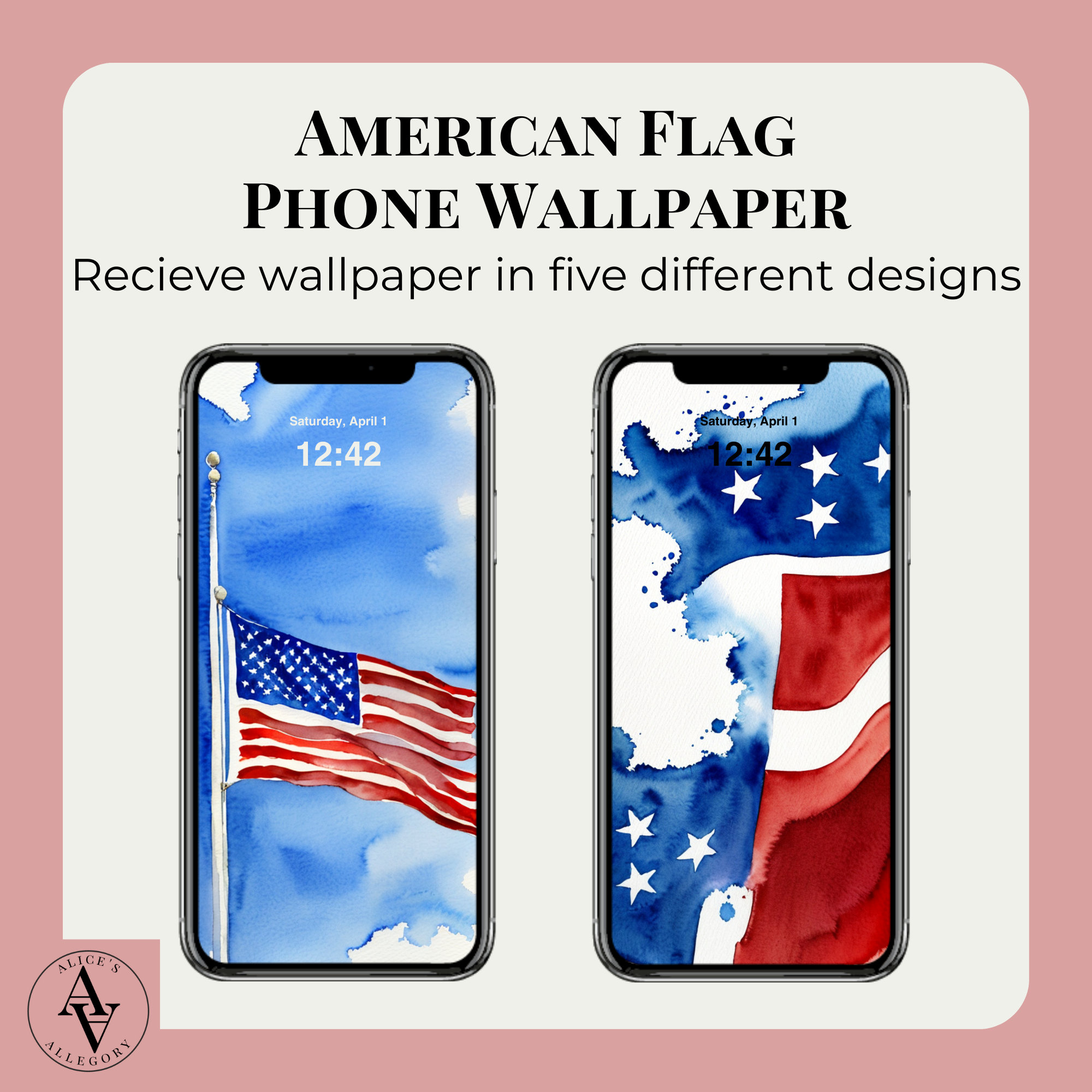 American Flag Wallpaper | Patriotic Phone Background | Watercolor Art ...