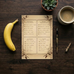 ADHD Dopamin Menü PDF | Exekutiv Dysfunktion & Burnout-Recovery | Dark Academia ästhetischer Planer | Checkliste zur Selbstfürsorge