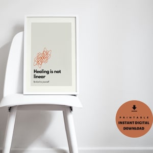 Recovery Print | Healing Is Not Linear | Mental Health Poster | Psychologist Office Wall Art | Heal Portrait Landscape