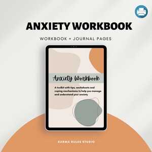 Anxiety Workbook | Coping Skills | Worksheet Bundle | Digital Pages | Therapy Journal | Mental Health | Anxiety Tracker