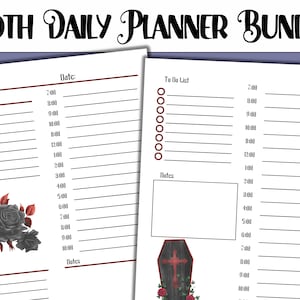 Goth Daily Planner | Goth Planner Insert | Goth Planner Printable | Gothic Planner Pages | Goth Digital Planner Pages |