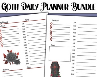 Goth Daily Planner | Goth Planner Insert | Goth Planner Printable | Gothic Planner Pages | Goth Digital Planner Pages |